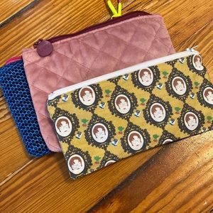 Dwight Shroot cloth zippered bag and two small make up bags